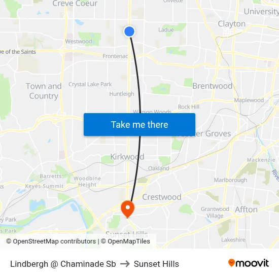 Lindbergh @ Chaminade Sb to Sunset Hills map