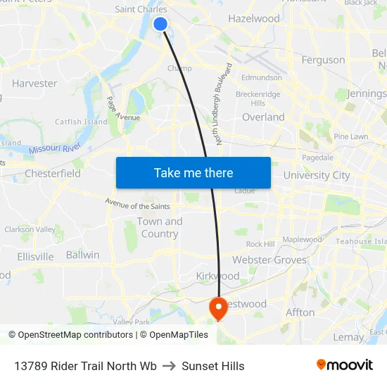 13789 Rider Trail North Wb to Sunset Hills map