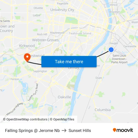 Falling Springs @ Jerome Nb to Sunset Hills map