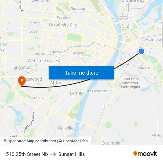 510 25th Street Nb to Sunset Hills map
