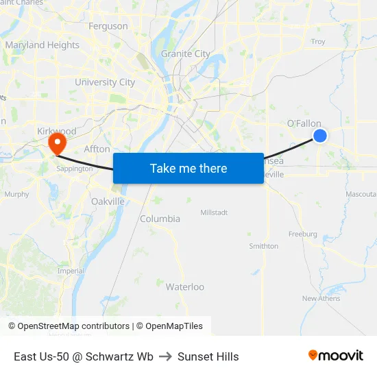 East Us-50 @ Schwartz Wb to Sunset Hills map