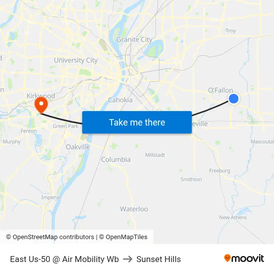 East Us-50 @ Air Mobility Wb to Sunset Hills map
