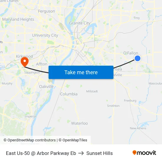 East Us-50 @ Arbor Parkway Eb to Sunset Hills map