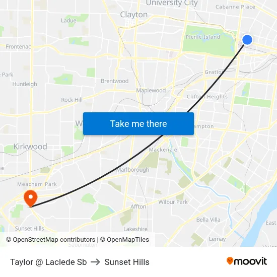 Taylor @ Laclede Sb to Sunset Hills map