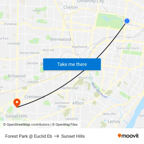 Forest Park @ Euclid Eb to Sunset Hills map