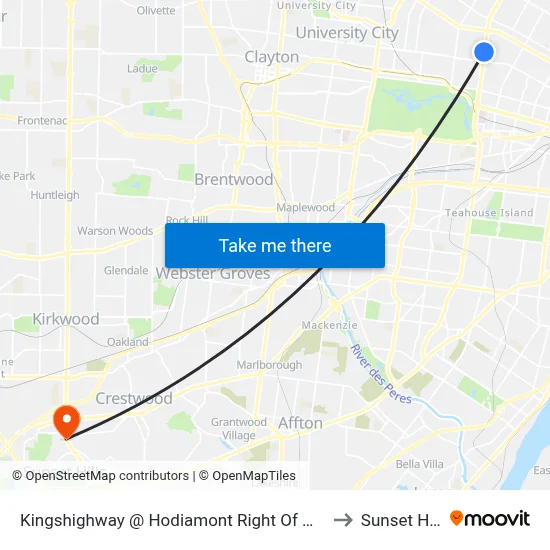 Kingshighway @ Hodiamont Right Of Way Sb to Sunset Hills map