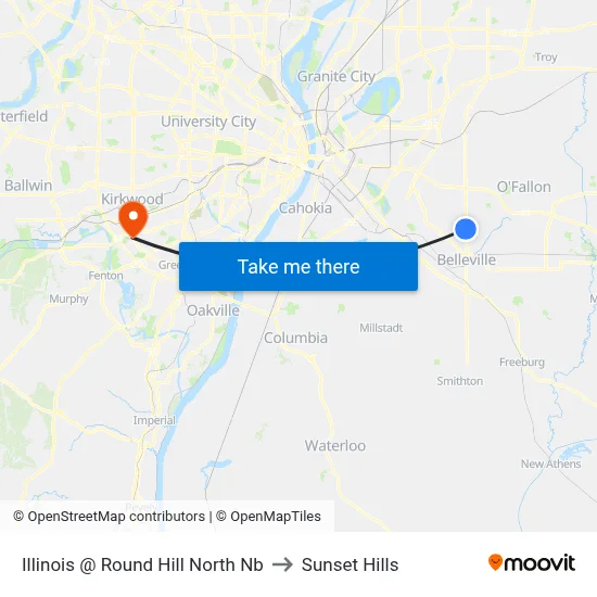 Illinois @ Round Hill North Nb to Sunset Hills map