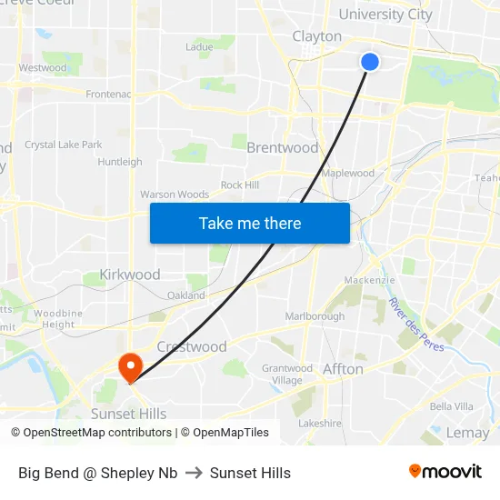 Big Bend @ Shepley Nb to Sunset Hills map
