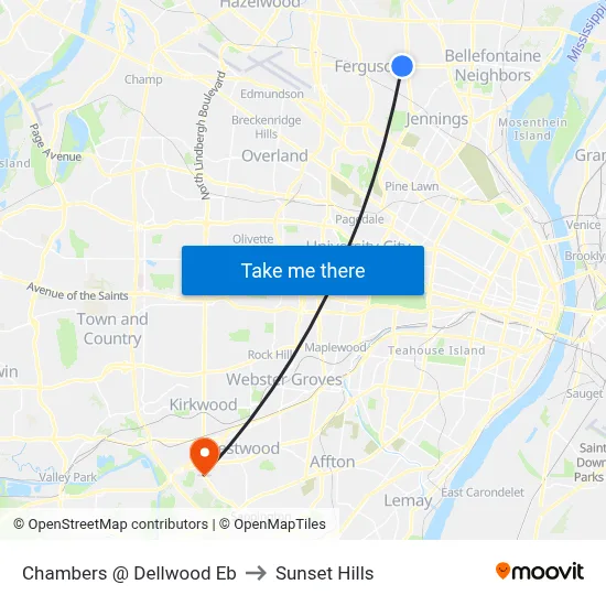 Chambers @ Dellwood Eb to Sunset Hills map
