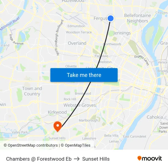 Chambers @ Forestwood Eb to Sunset Hills map