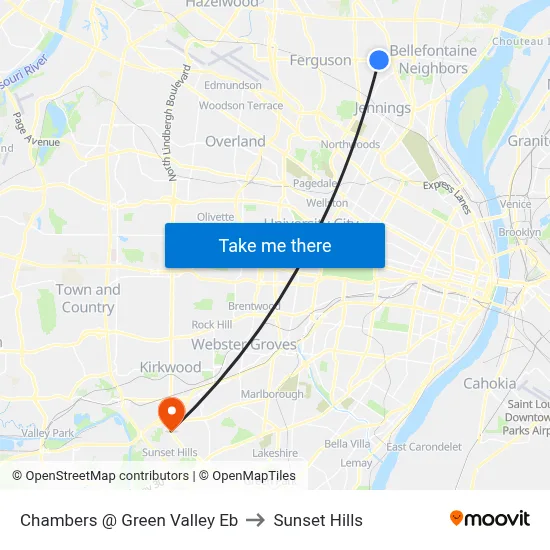 Chambers @ Green Valley Eb to Sunset Hills map