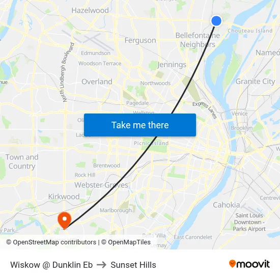 Wiskow @ Dunklin Eb to Sunset Hills map