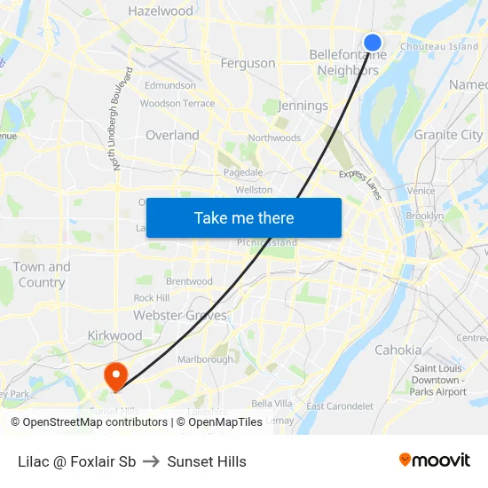 Lilac @ Foxlair Sb to Sunset Hills map