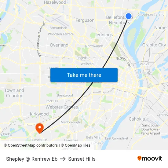 Shepley @ Renfrew Eb to Sunset Hills map