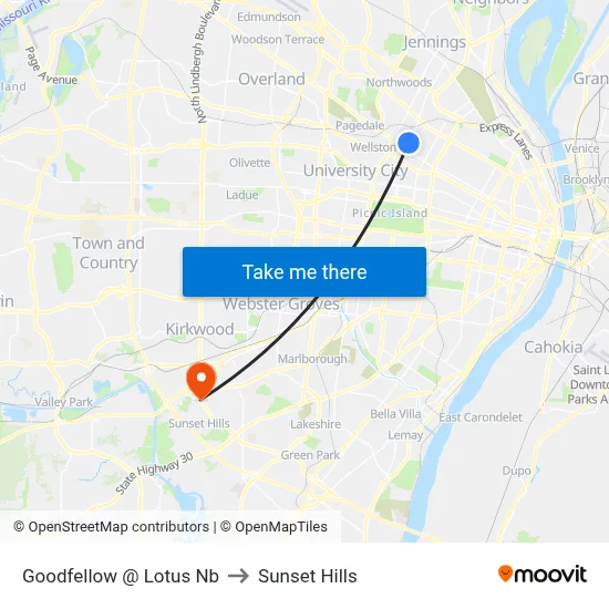 Goodfellow @ Lotus Nb to Sunset Hills map