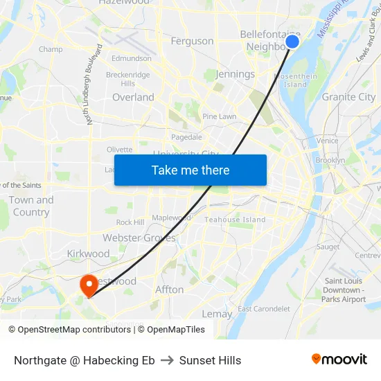 Northgate @ Habecking Eb to Sunset Hills map