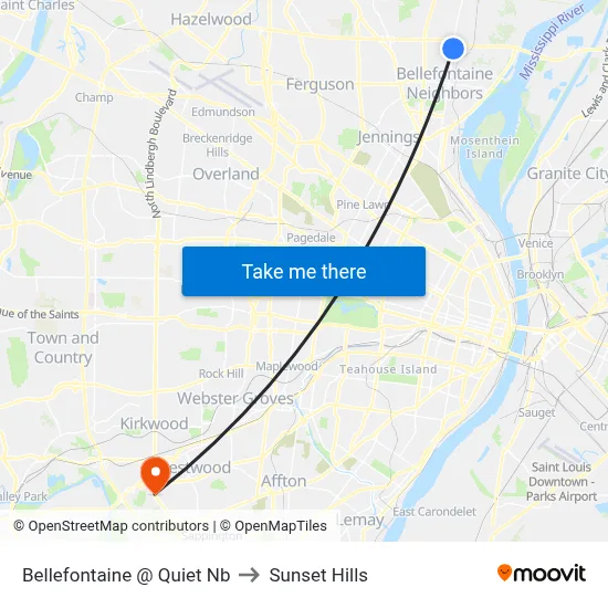 Bellefontaine @ Quiet Nb to Sunset Hills map