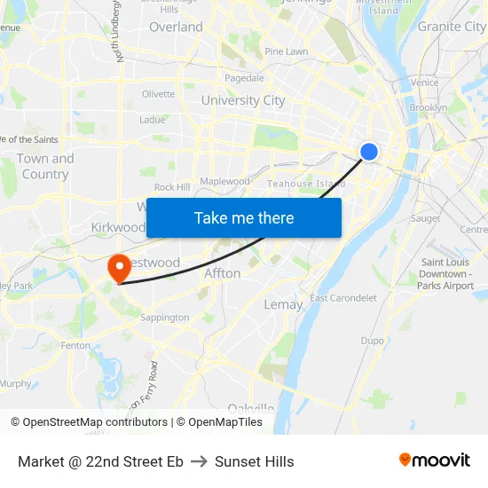 Market @ 22nd Street Eb to Sunset Hills map