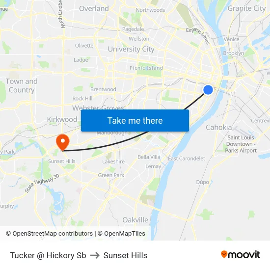 Tucker @ Hickory Sb to Sunset Hills map