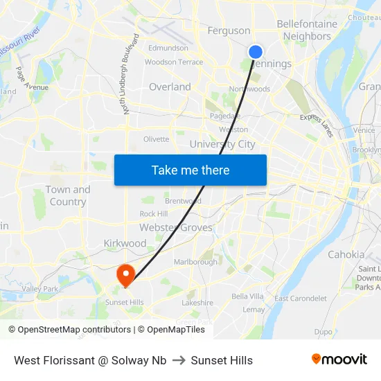 West Florissant @ Solway Nb to Sunset Hills map