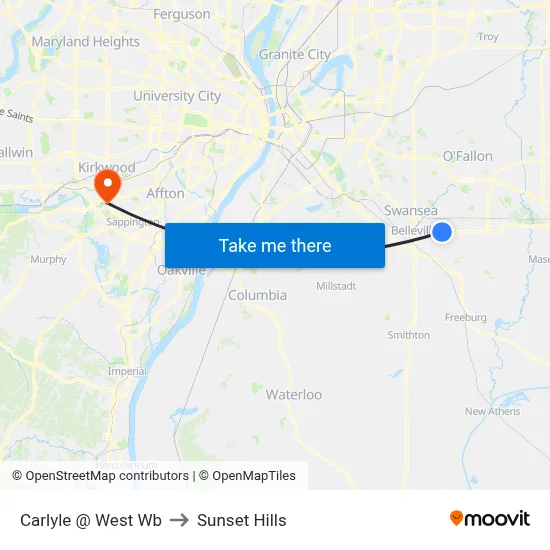 Carlyle @ West Wb to Sunset Hills map