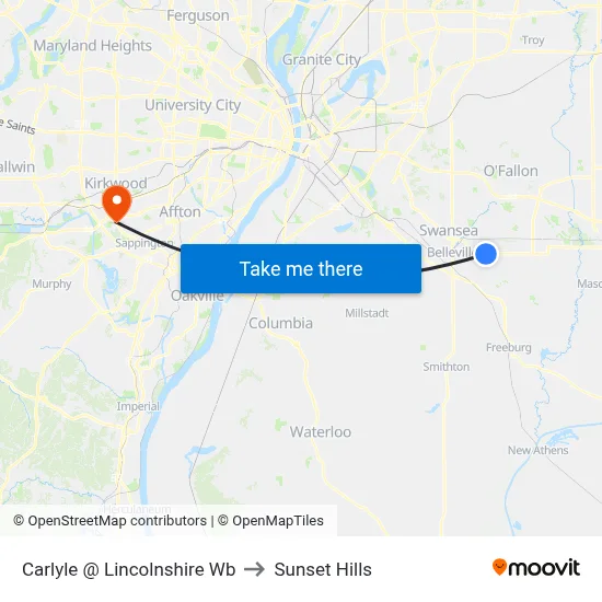Carlyle @ Lincolnshire Wb to Sunset Hills map