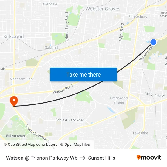 Watson @ Trianon Parkway Wb to Sunset Hills map
