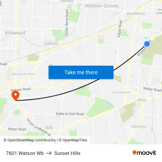 7601 Watson Wb to Sunset Hills map
