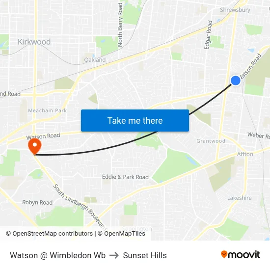 Watson @ Wimbledon Wb to Sunset Hills map
