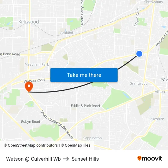 Watson @ Culverhill Wb to Sunset Hills map