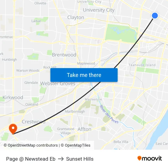 Page @ Newstead Eb to Sunset Hills map