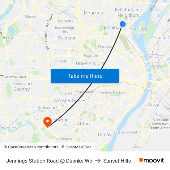 Jennings Station Road @ Duenke Wb to Sunset Hills map