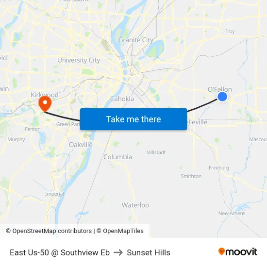 East Us-50 @ Southview Eb to Sunset Hills map