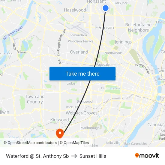 Waterford @ St. Anthony Sb to Sunset Hills map
