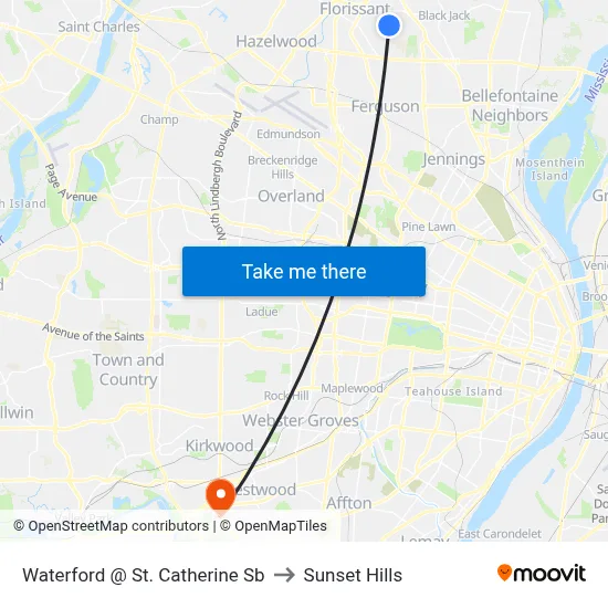 Waterford @ St. Catherine Sb to Sunset Hills map