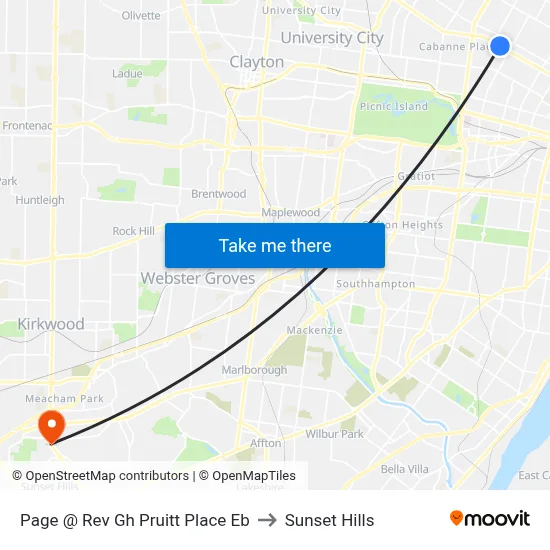 Page @ Rev Gh Pruitt Place Eb to Sunset Hills map