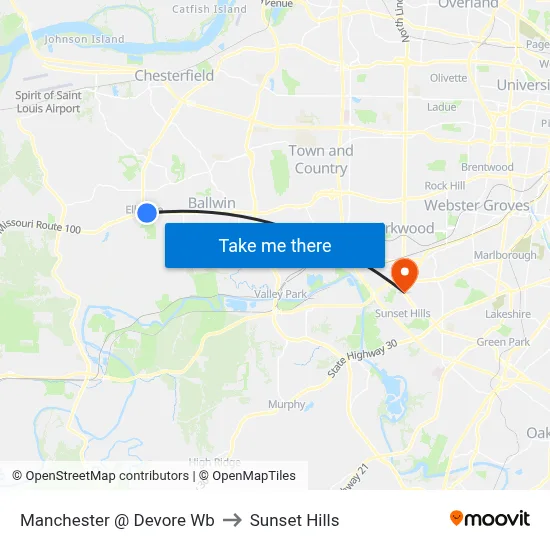 Manchester @ Devore Wb to Sunset Hills map