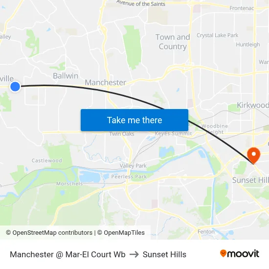 Manchester @ Mar-El Court Wb to Sunset Hills map