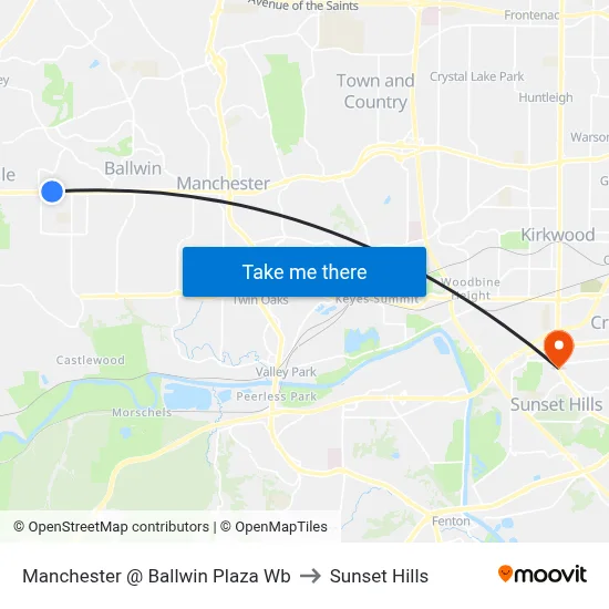 Manchester @ Ballwin Plaza Wb to Sunset Hills map