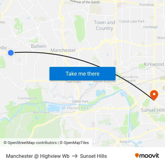 Manchester @ Highview Wb to Sunset Hills map
