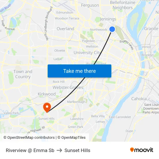 Riverview @ Emma Sb to Sunset Hills map