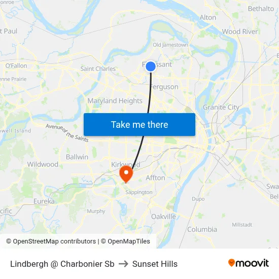 Lindbergh @ Charbonier Sb to Sunset Hills map