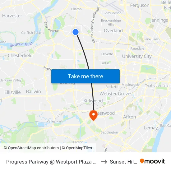 Progress Parkway @ Westport Plaza Nb to Sunset Hills map