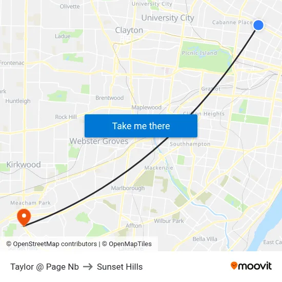 Taylor @ Page Nb to Sunset Hills map