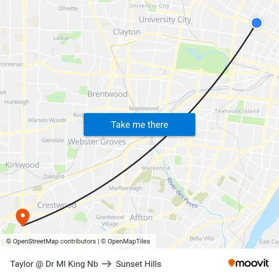 Taylor @ Dr Ml King Nb to Sunset Hills map