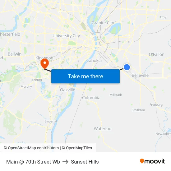 Main @ 70th Street Wb to Sunset Hills map