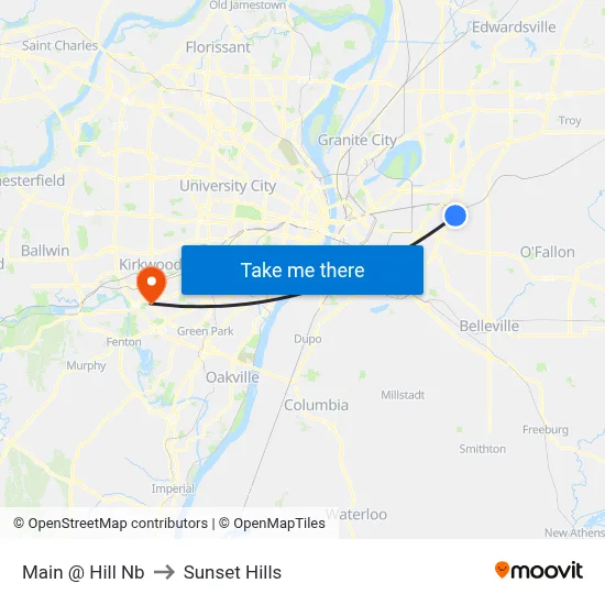 Main @ Hill Nb to Sunset Hills map