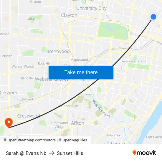 Sarah @ Evans Nb to Sunset Hills map