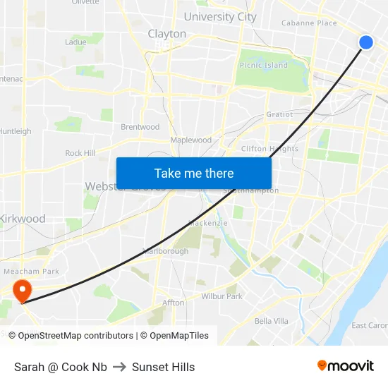 Sarah @ Cook Nb to Sunset Hills map