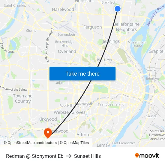Redman @ Stonymont Eb to Sunset Hills map